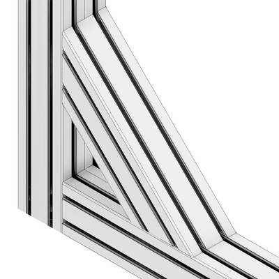 40-39090-1 MODULAR SOLUTIONS ALUMINUM GUSSET 90MM X 90MM STRENGTHING ELEMENT CUT AT A 45DEG ANGLE THAT CREATES STURDIER 90DEG CONNECTIONS, 460MM